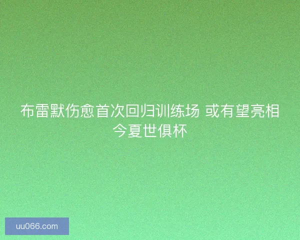 布雷默伤愈首次回归训练场 或有望亮相今夏世俱杯