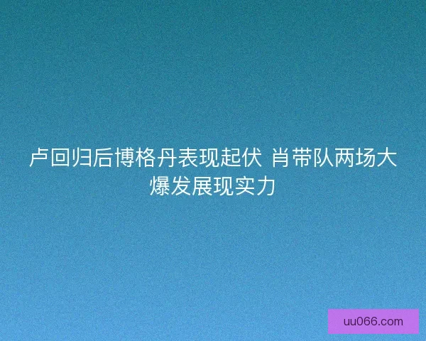 卢回归后博格丹表现起伏 肖带队两场大爆发展现实力